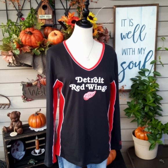 NHL EXCLUSIVE CLUB COLLECTION ♡ DETROIT RED WINGS Black|Red|White L|S Top M - Picture 4 of 14